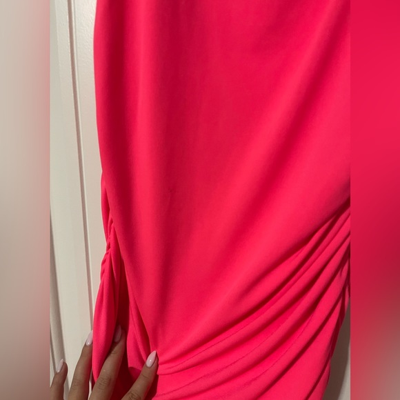 Hot Pink Ruched Dress - Picture 3 of 4